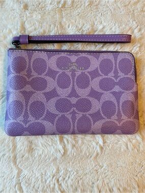 Coach Lavender Signature Canvas Wristlet